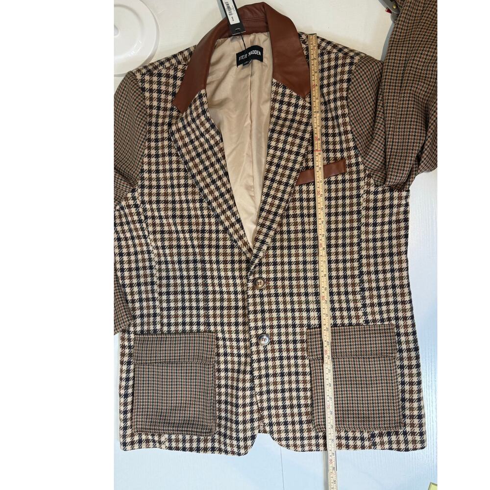 Steve Madden Carolina Oversized Blazer, Brown Plaid, NWT - Picture 13 of 14